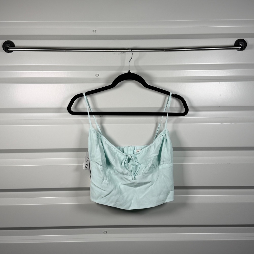 Aritzia Sunday Best Delilah Top Frosted Aquamarine Blue Green Cropped Cami NWT S